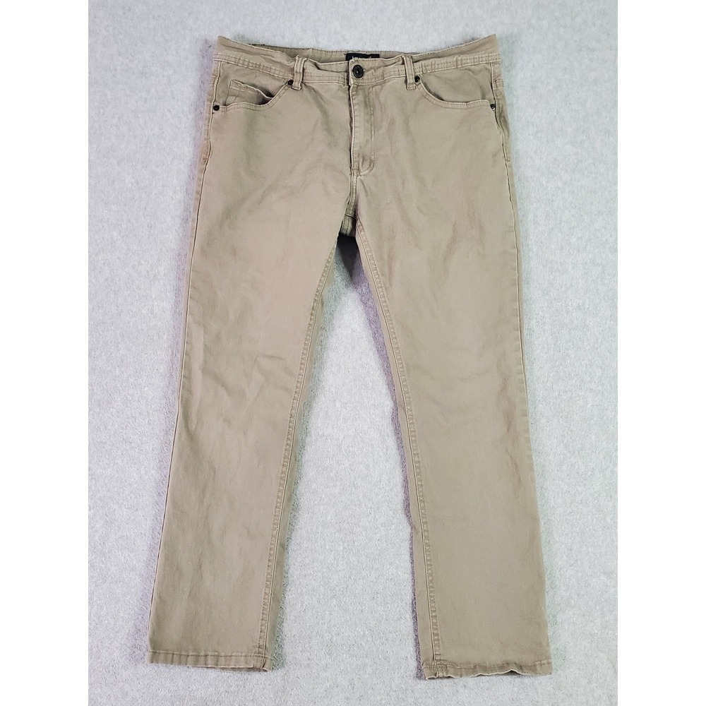 Bossini Chino Pants Mens 34x27 (tag 36) Beige Medium Wash Straight Leg 5 Pocket